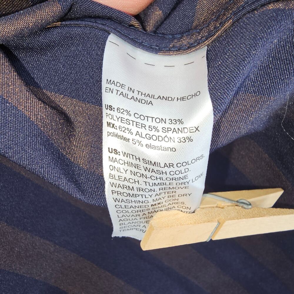 Chico’s Navy Striped Preppy Button Up Office Classic Tunic Top Shirt Sz 2 US 12 - Picture 7 of 7